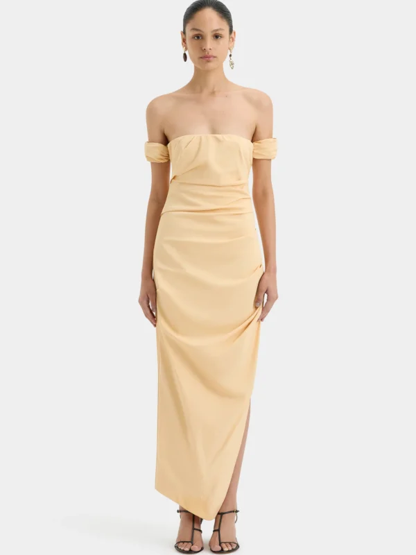 3557-S54-SIR424-1041 CARMEN DRAPED GOWN LIGHT PEACH-24305-SirTheLabel-D1-0369 1440x