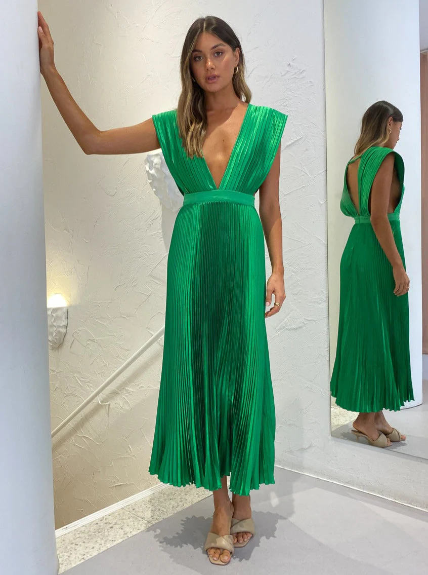 L'Idee Gala Gown In Bright Green