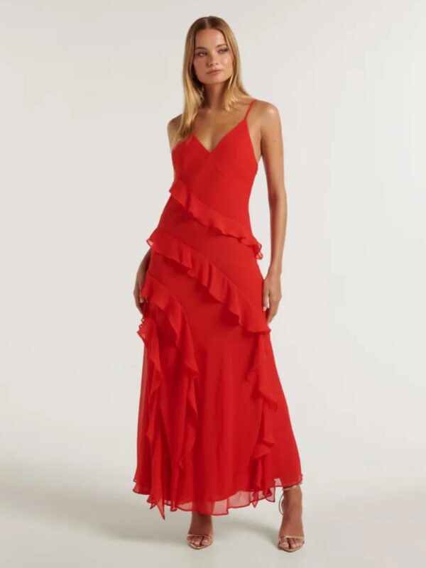 forever new red dress Bring in the holiday cheer with Forever News latest collection ~ Season to Sparkle., @samikshapednekar turns heads in our Rosy Red Isra Draped Maxi, where the corset-inspired fit and luxe silhouette