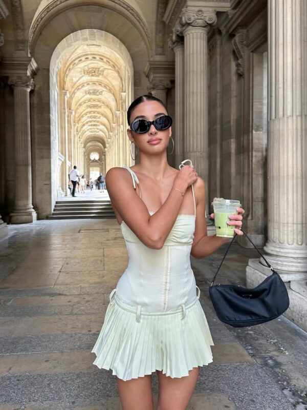 Sweet Chilling Drop-Waist Pleated Mini Dress
