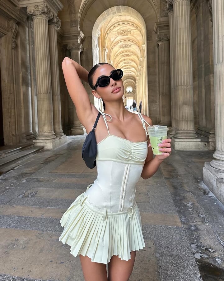 Sweet Chilling Drop-Waist Pleated Mini Dress Photo