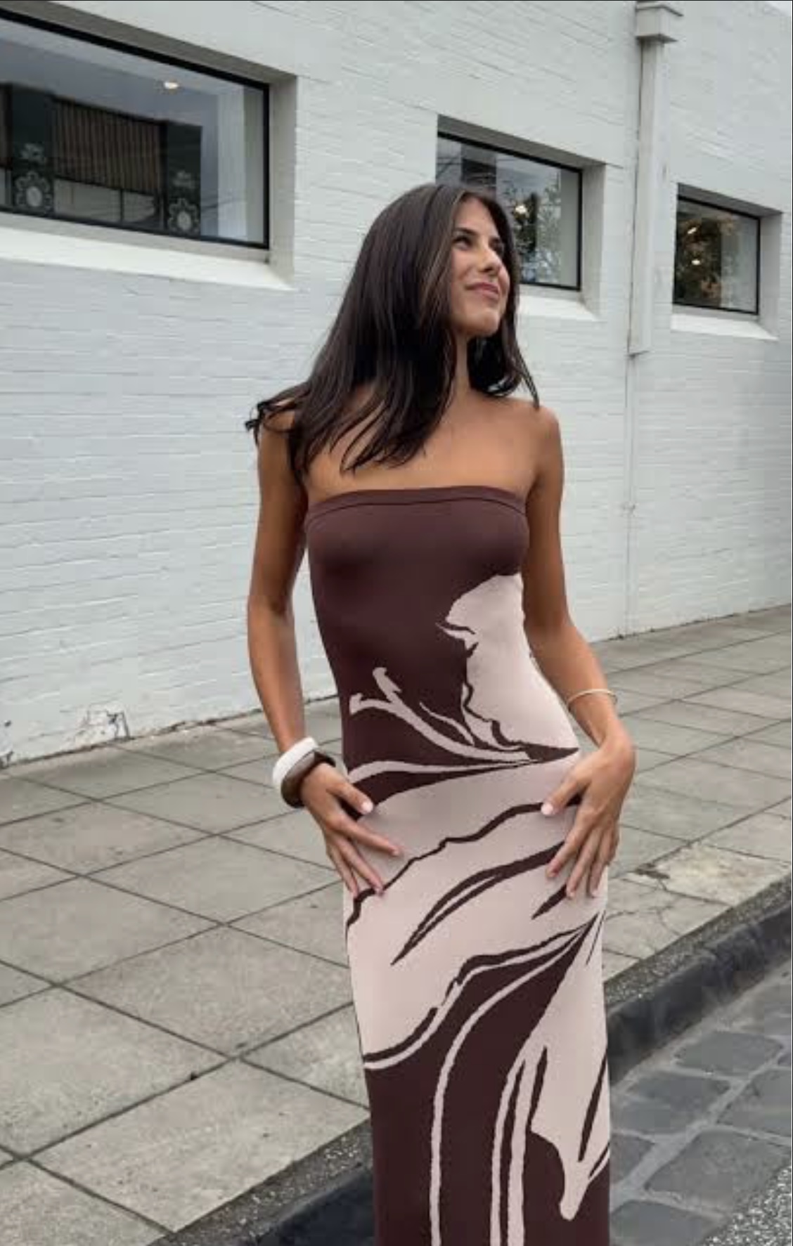 kookai brown halter dress Tahiti Bead Maxi Dress