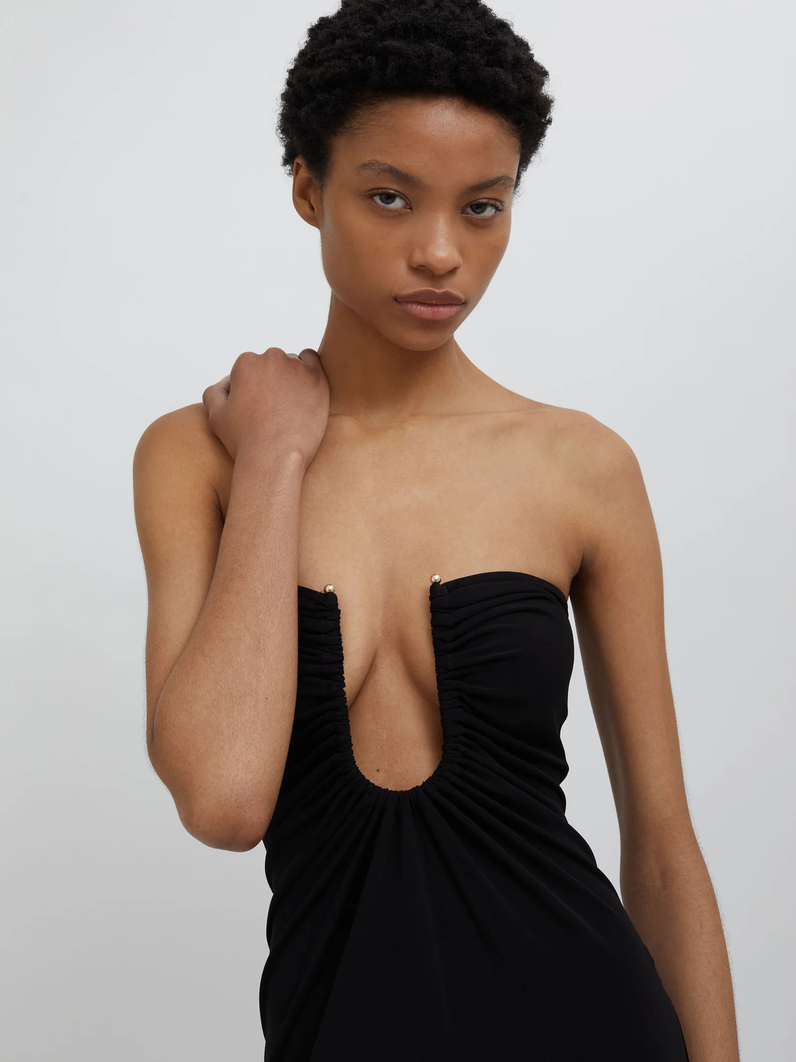 5897-CHRISTOPHERESBER ARCED-PALM-STRAPLESS-DRESS 23023345 BLACK 4