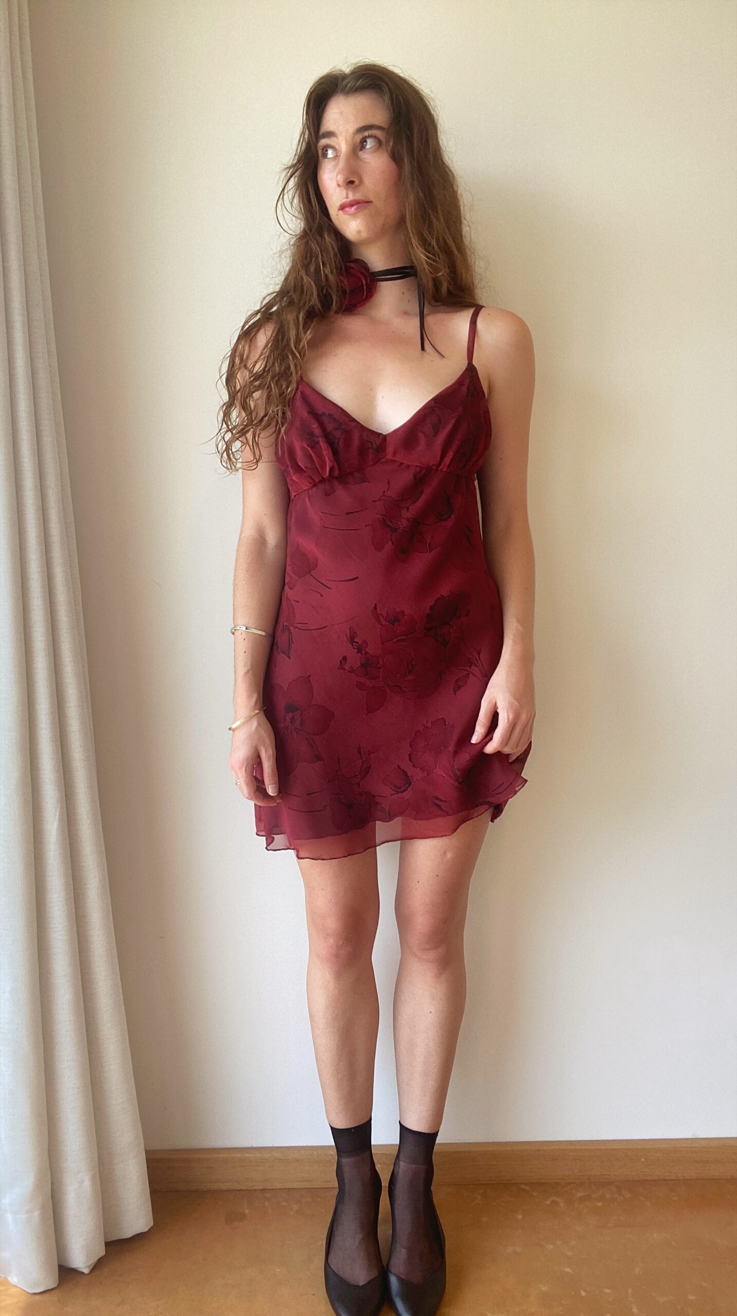 one of a kind burgundy mini dress