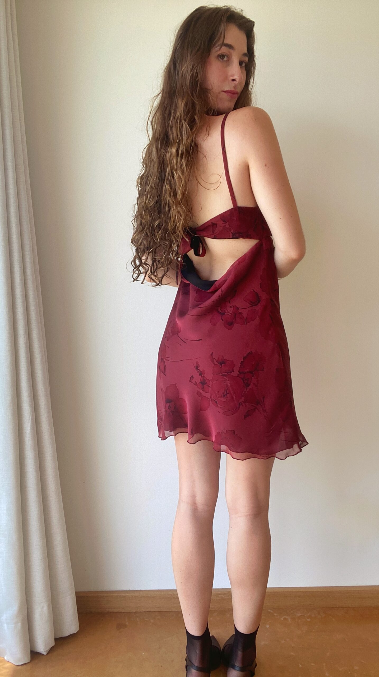 one of a kind burgundy mini dress