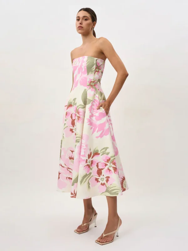 6199-THECARRIESTRAPLESSDRESS-PINKIVORYGREEN-1
