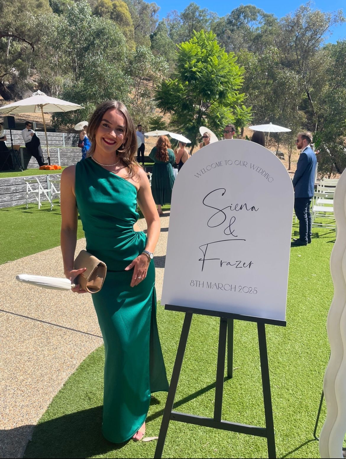 Elle Zeitoune Emerald green one shoulder maxi dress Photo