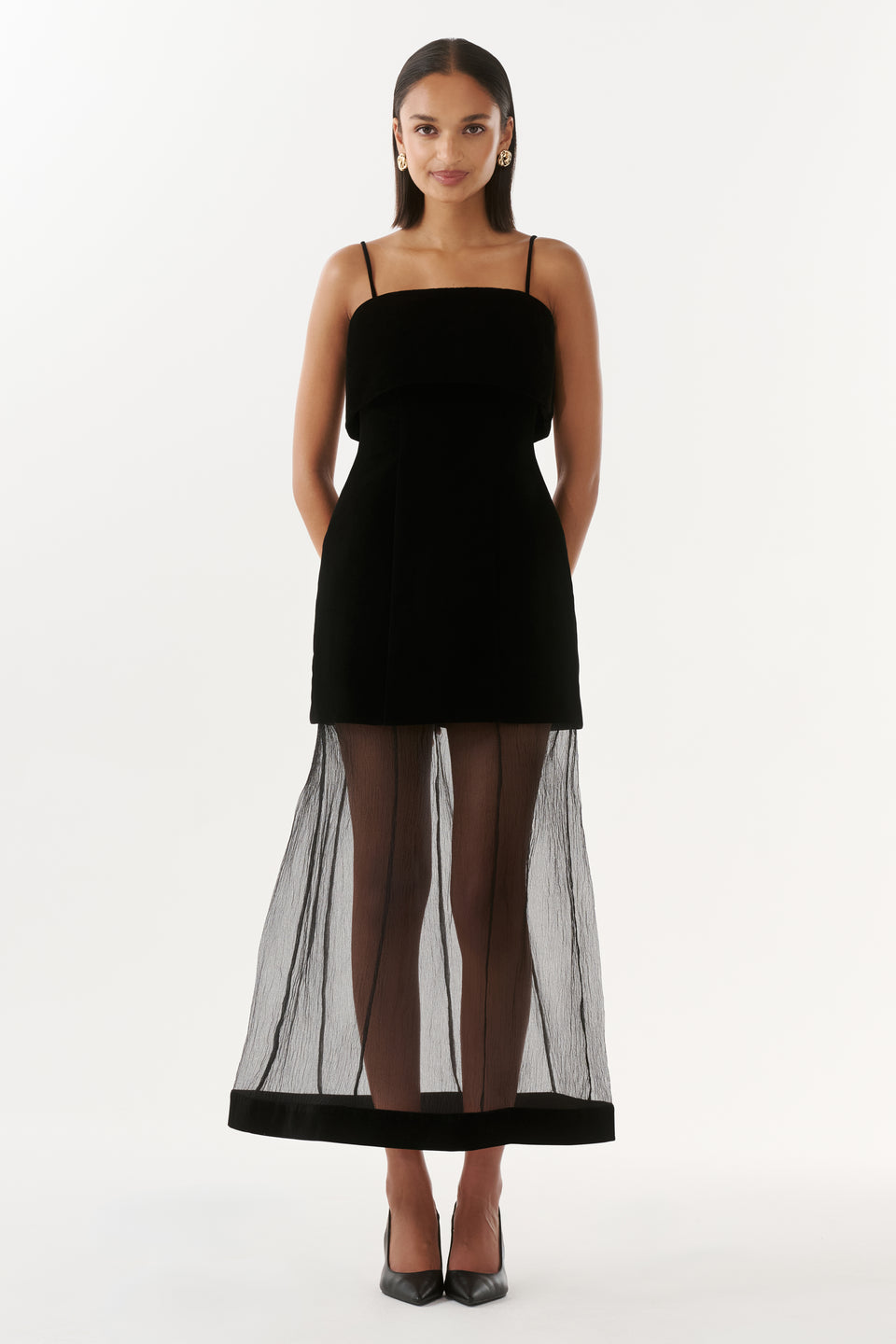 2054-Justin Tong Phoebe Organza Dress Black 5