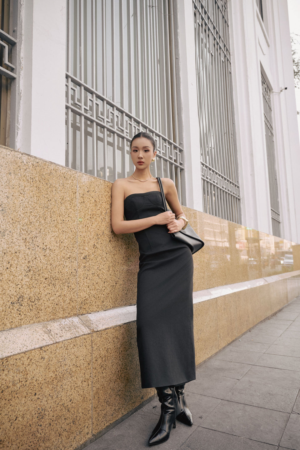 2054-Justin Tong Veida Dress Black 2