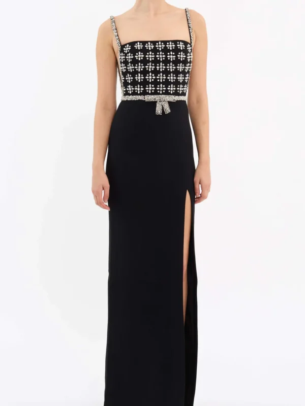 6199-RINA SPLIT GOWN 2403-1641 BLACK FRONT