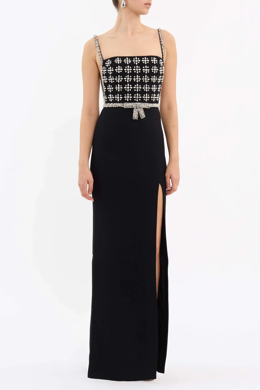 6199-RINA SPLIT GOWN 2403-1641 BLACK FRONT