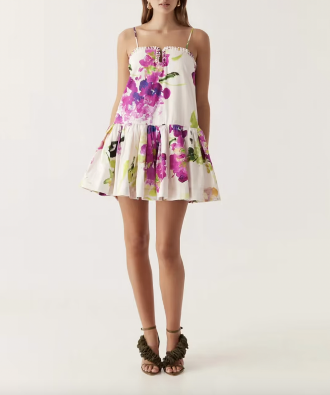 Aje Willow Sweetheart Mini Dress Floral Wild Hydrangea Photo