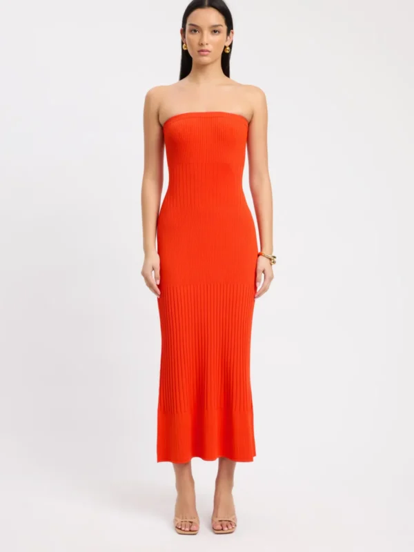 kookai orange dress KOOKAI Zander Summer Knit Dress Apricot Color Size M