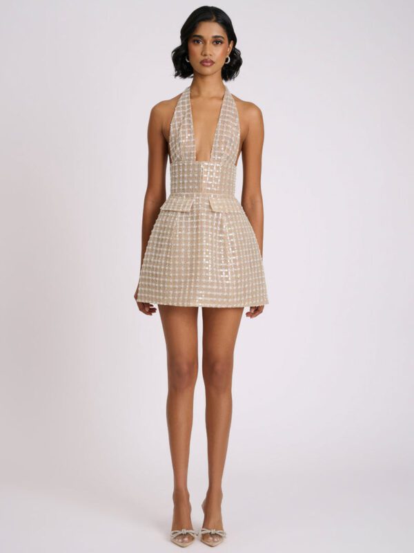 2054-Eliya the Label Roberta Dress Embellished Tan 1