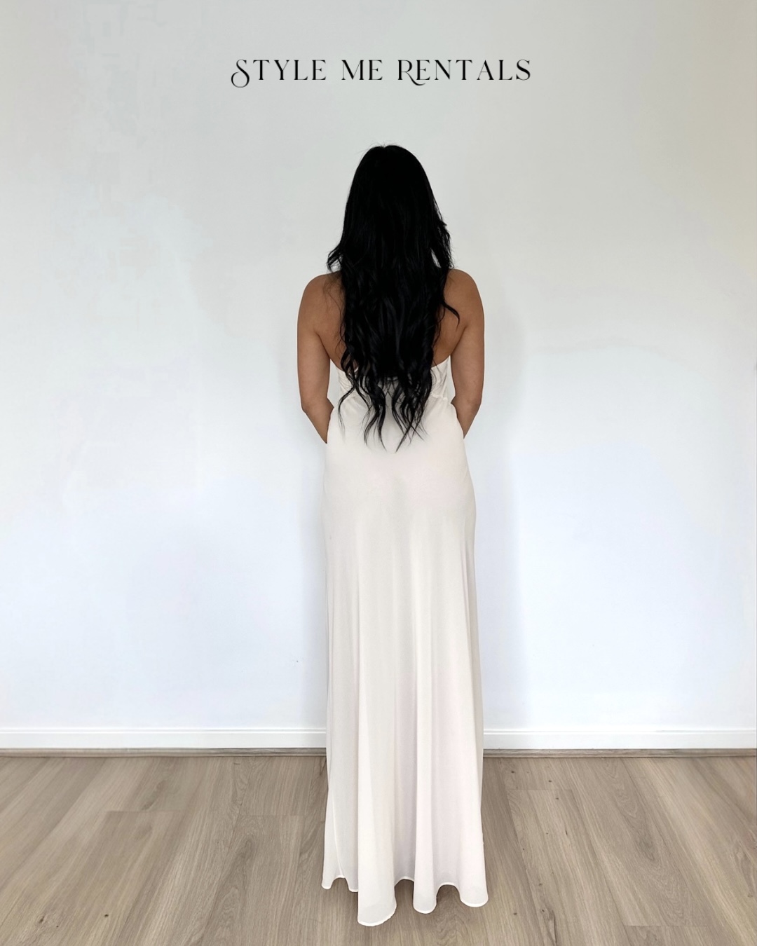 2054-Helsa Studio Sheer Deep V Long Slip Dress Ivory 2