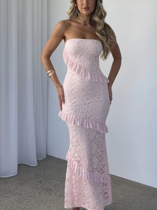 She's a masterpiece lace maxi dress in pink