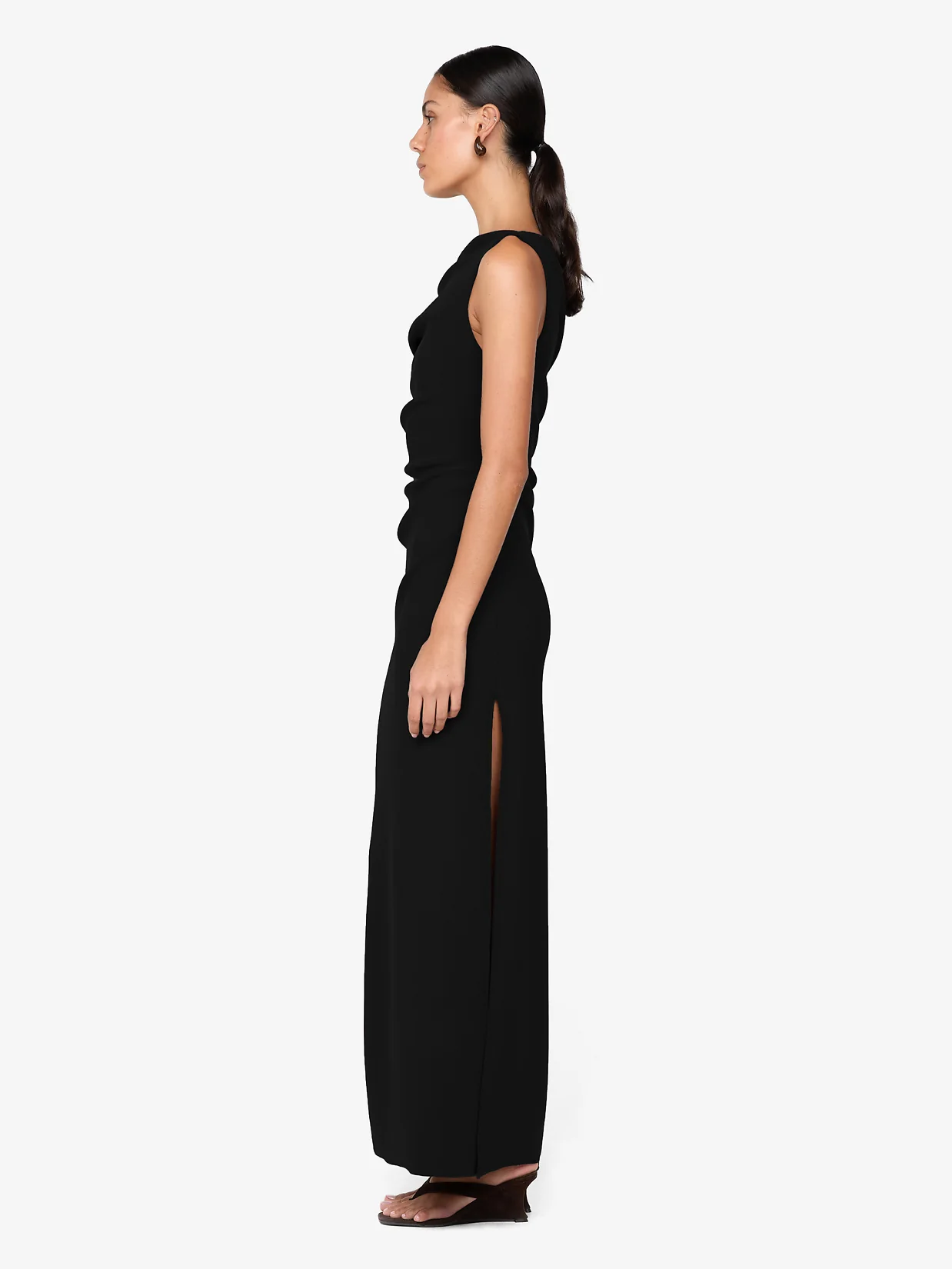 Leora Asym Maxi Dress in Black