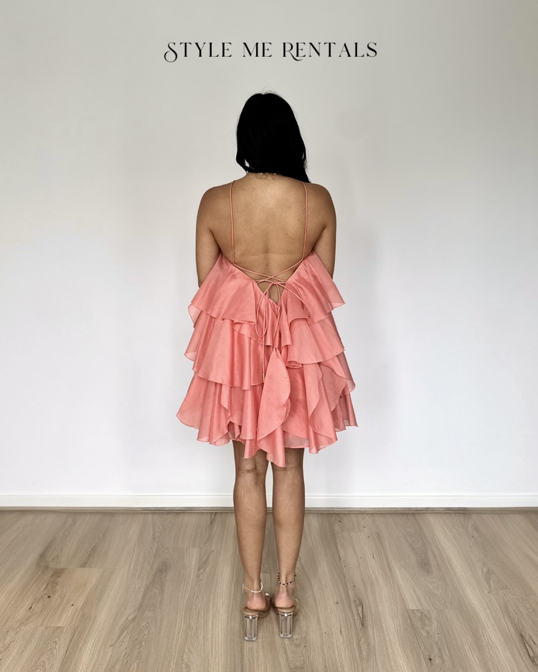 2054-Aje Pandorea Layered Mini Dress Washed Coral 3