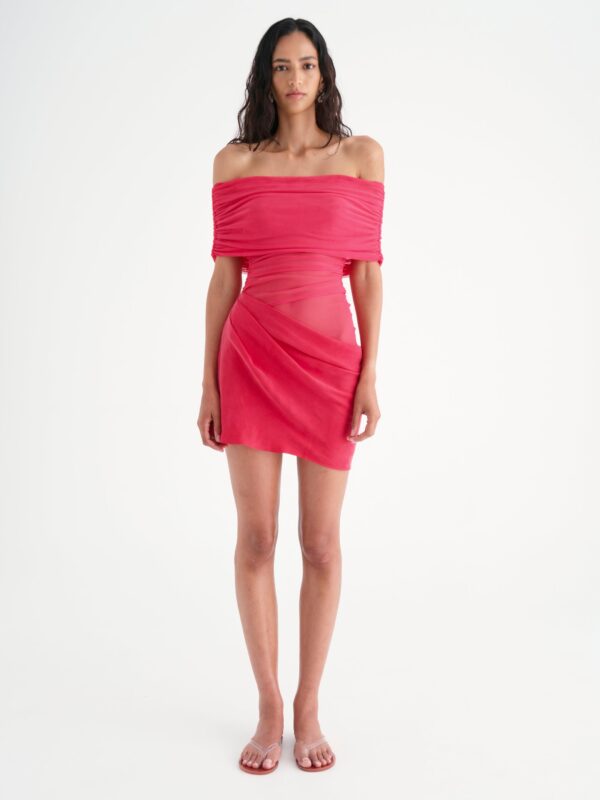 2054-Benni Nico Off Shoulder Mini Dress Watermelon 1