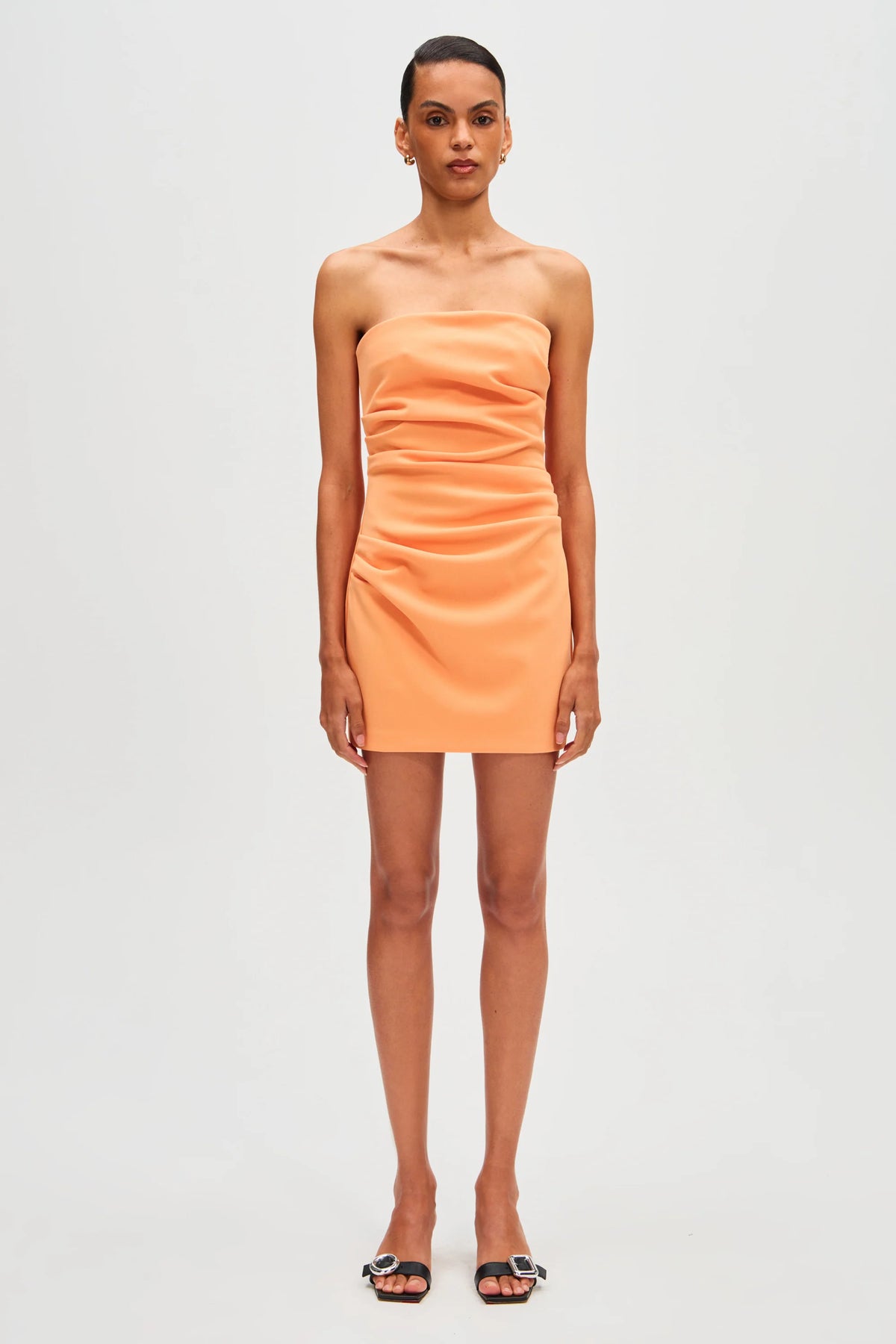 2054-Misha Alston Crepe Mini Dress Tangerine 1