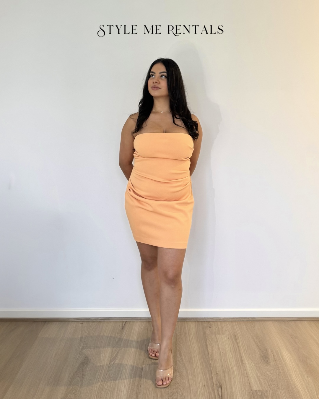2054-Misha Alston Crepe Mini Dress Tangerine 1
