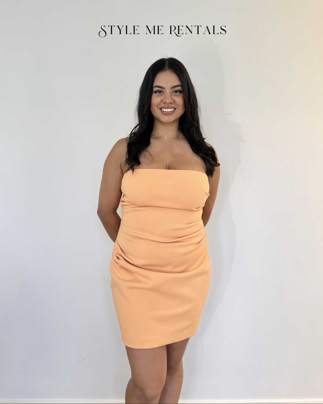 2054-Misha Alston Crepe Mini Dress Tangerine 2