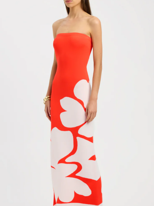 kookai orange strapless dress Kaia Strapless Maxi Dress