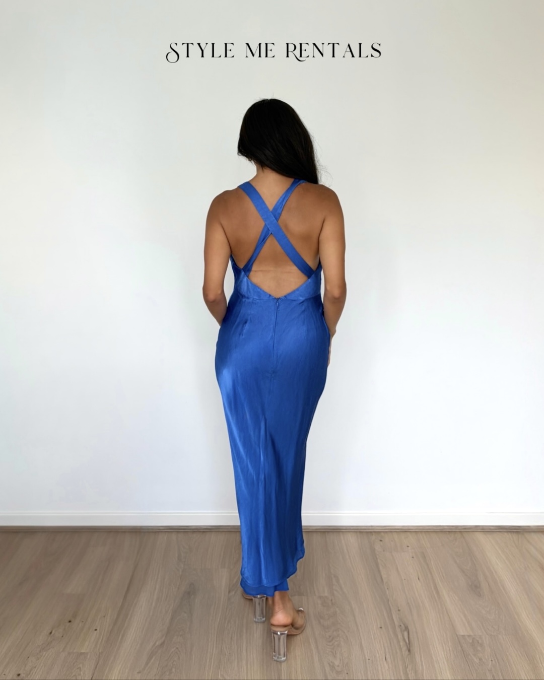 2054-Shona Joy Oliviera Plunge Cross Back Midi Dress Strong Blue 2