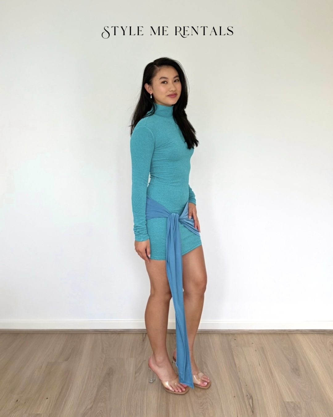 2054-With Harper Lu Textured Wrap Dress Ocean Blue 3
