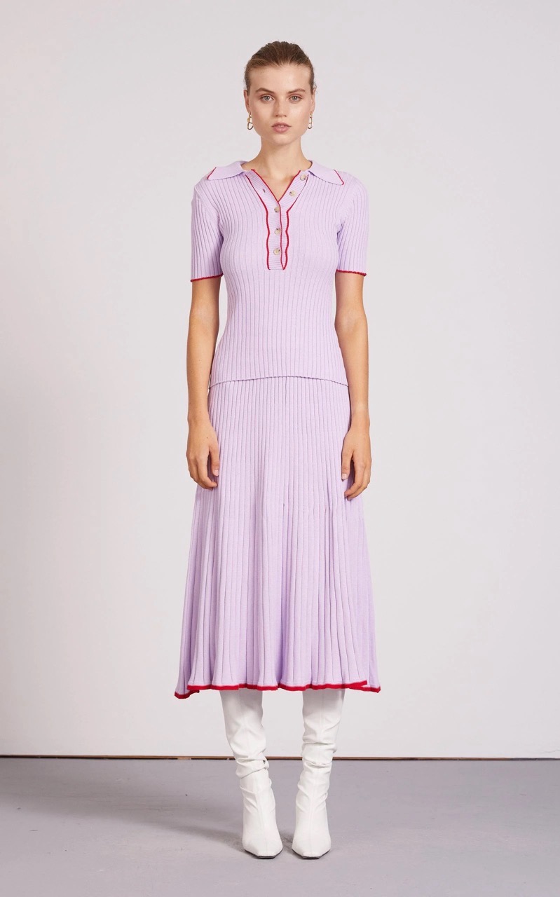 626-anna-quan-purple-Eden-Ribbed-knit-Cotton-Polo-Top Large Large