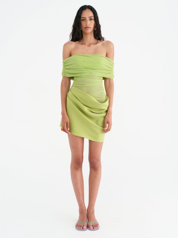 2054-Benni Nico Off Shoulder Mini Dress Apple 1