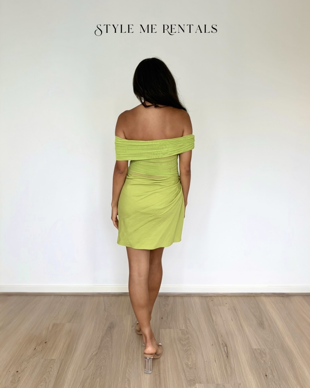 2054-Benni Nico Off Shoulder Mini Dress Apple 2