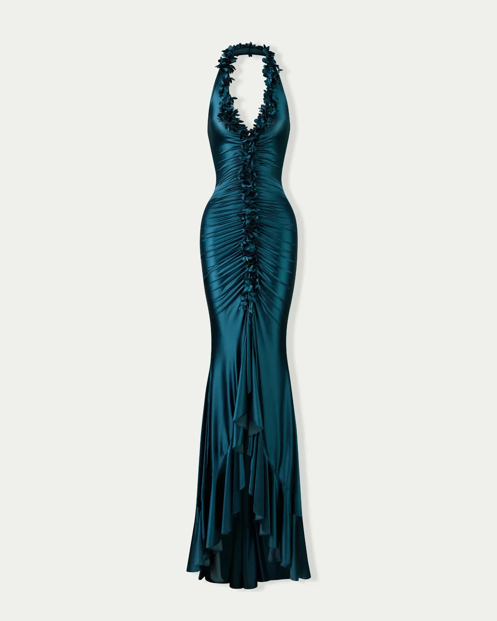 9493-gianni-floral-halter-ruched-dress-hire-melbourne