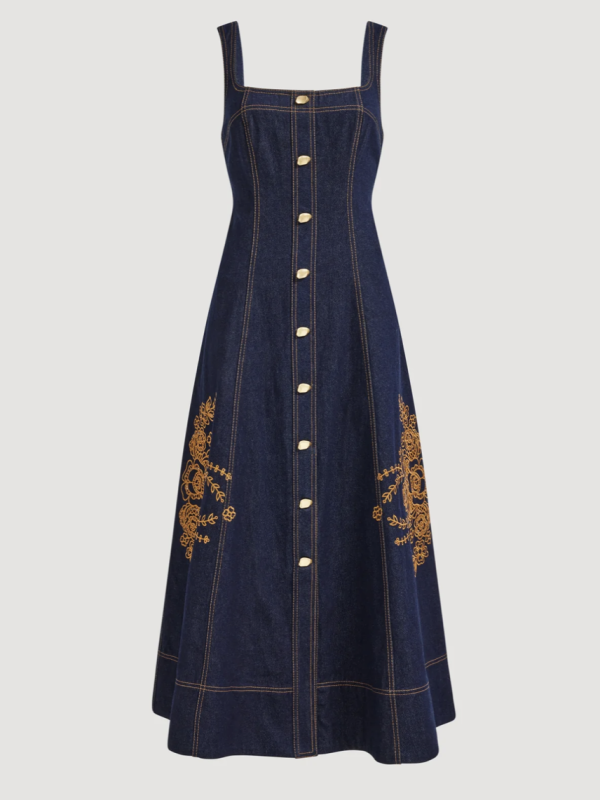 Aje Elora Denim Midi Dress