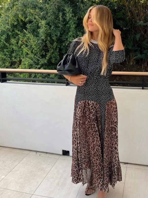 Rixo Meg Leopard Midi Dress