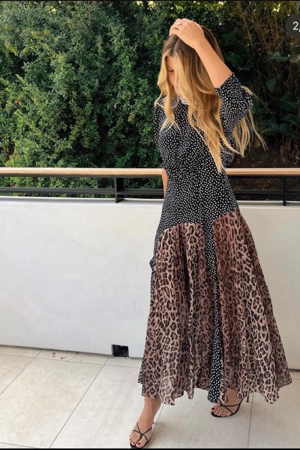Rixo Meg Leopard Midi Dress Photo